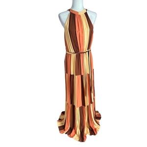 NWT Beautiful striped Versona Halter top maxi dress Women's Sizer M
